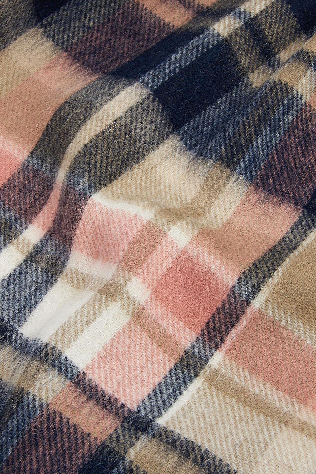 Vintage Plaid Scarf - NAVY/PINK RUST