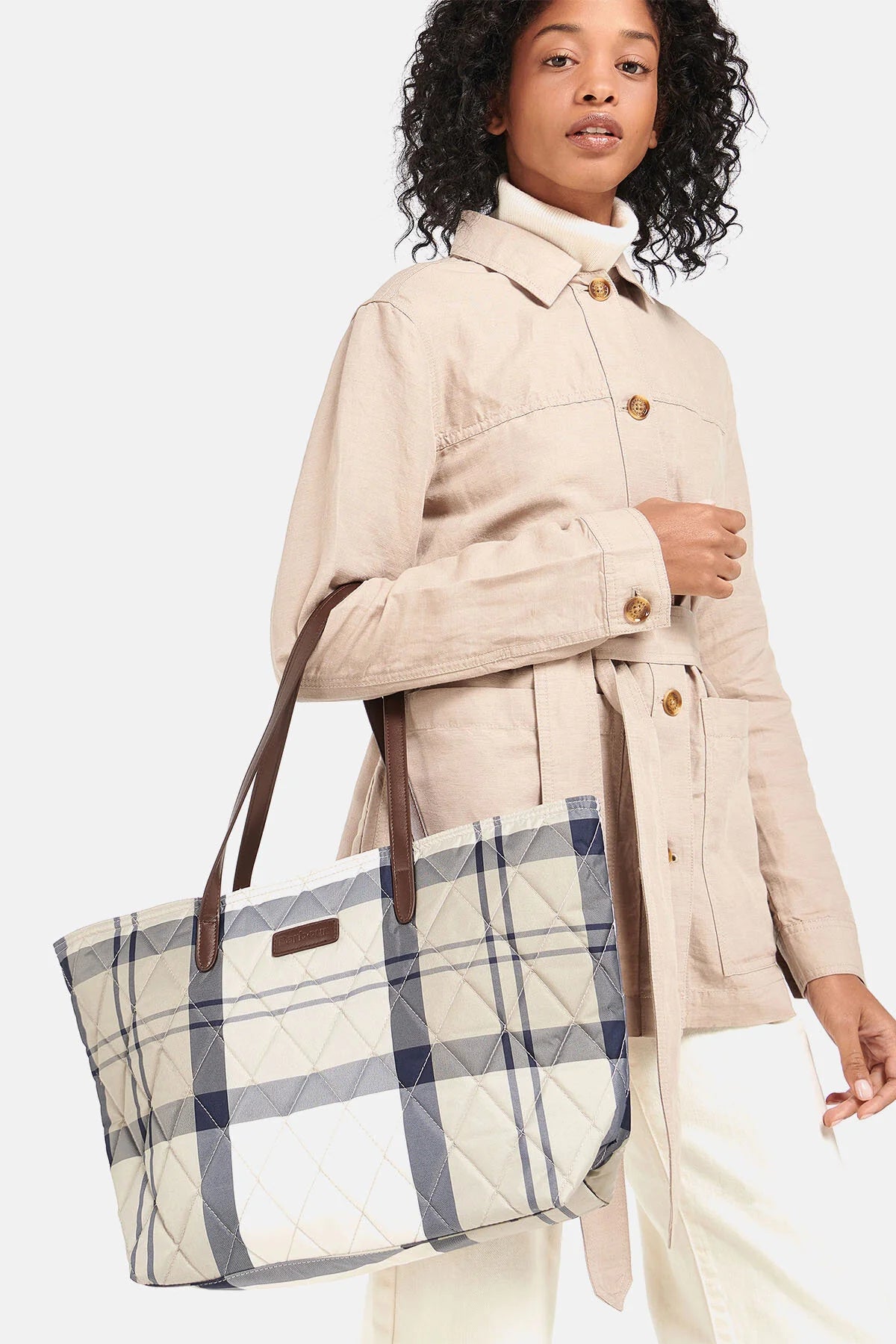 Wetherham Quilted Tartan Tote Bag - DRESS INDIGO TARTAN