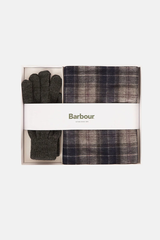 Tartan Scarf & Glove Gift Set - BLACK SLATE TARTAN