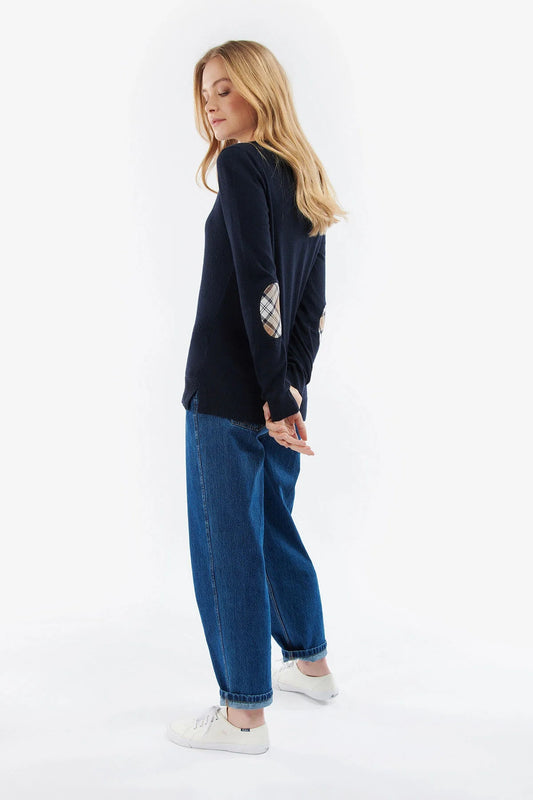 Pendle Crew Knit Sweatshirt - NAVY ROSEWOOD