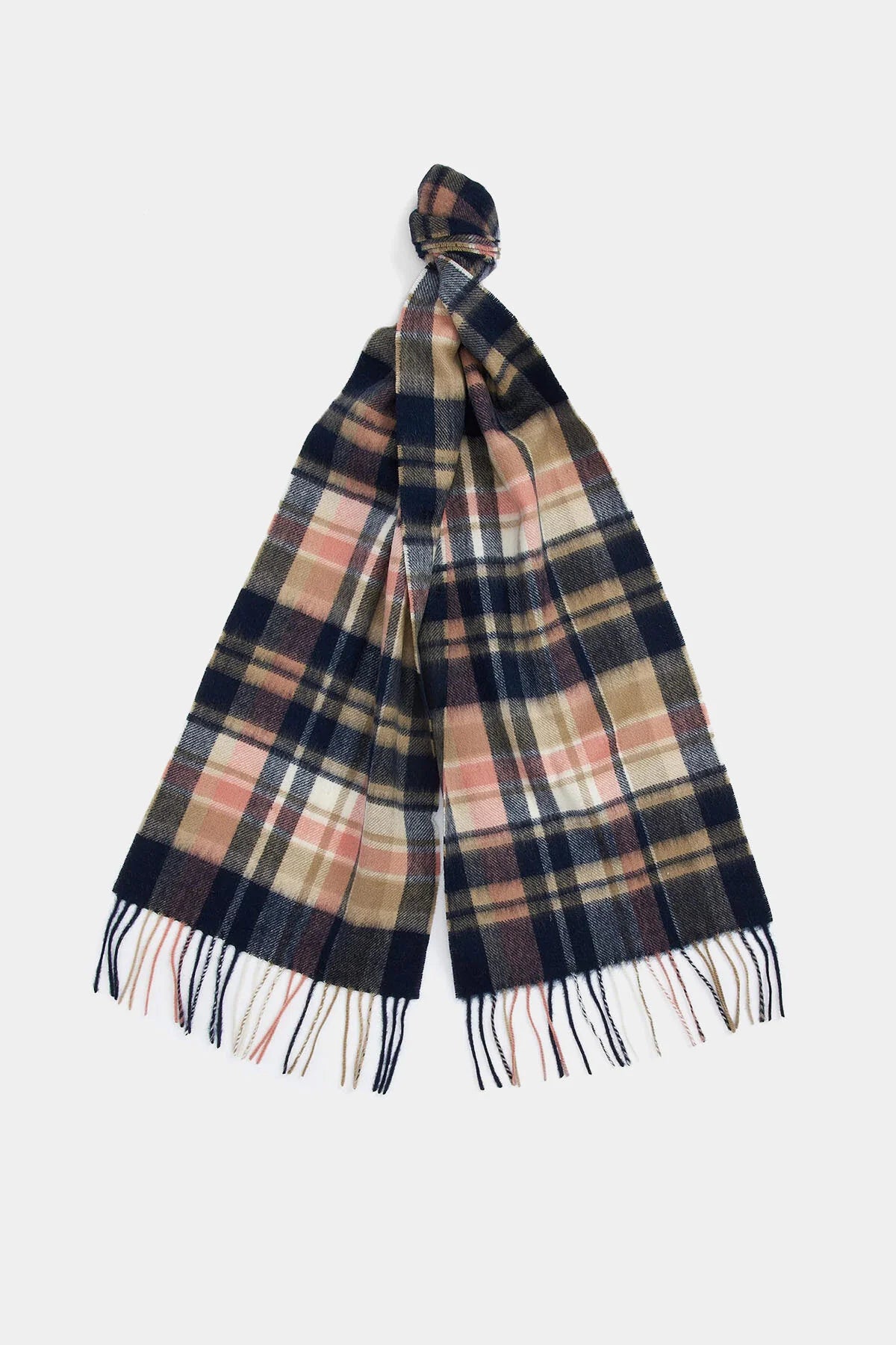 Vintage Plaid Scarf - NAVY/PINK RUST
