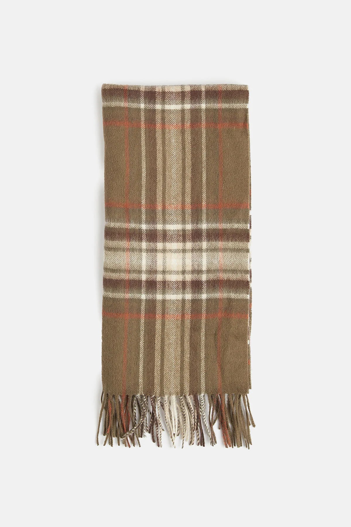Torridon Check Scarf - OLIVE/WARM GINGER