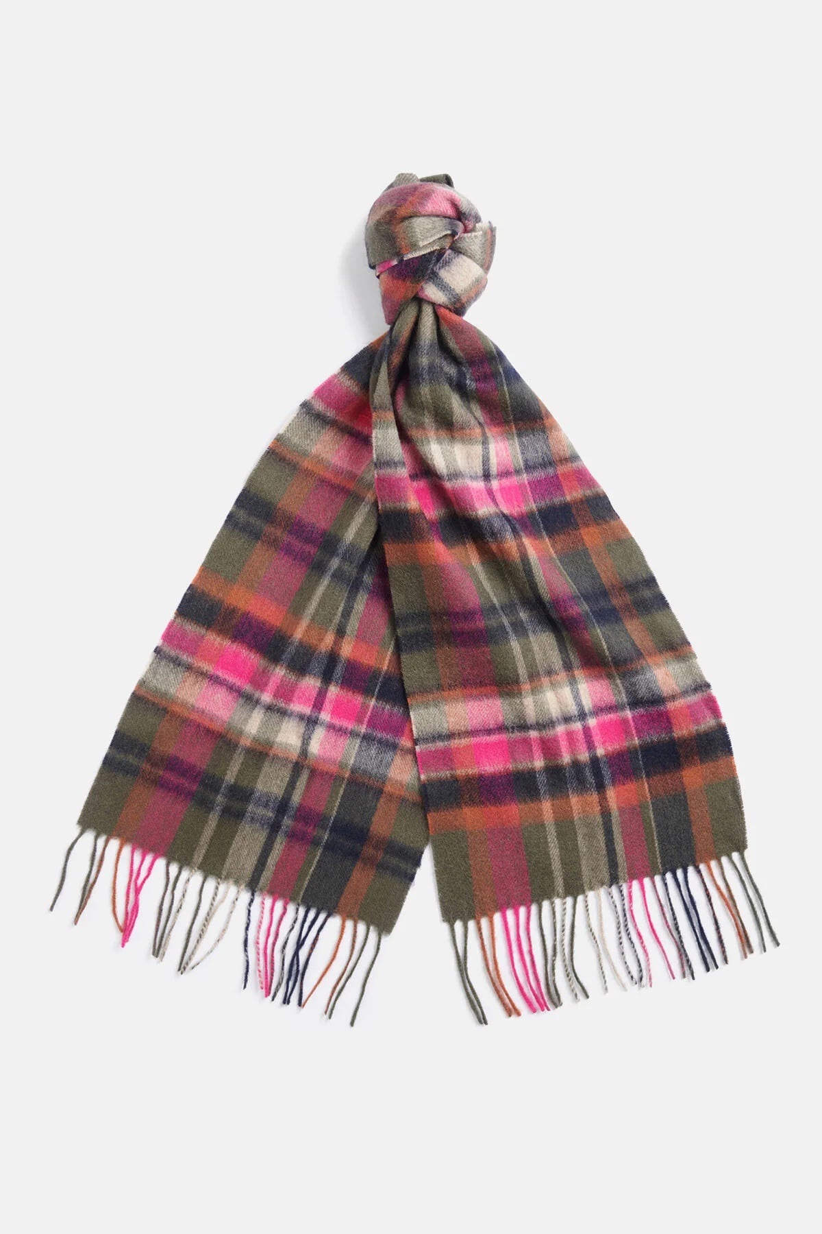 Vintage Winter Plaid Scarf - PINK DAHLIA