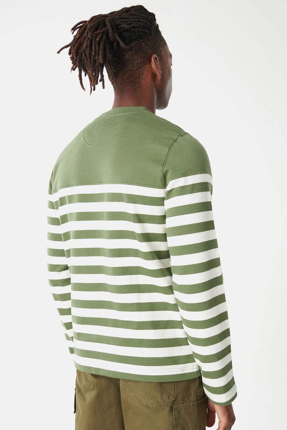 Firthmoor stripe crew T-shirt - BURNT OLIVE